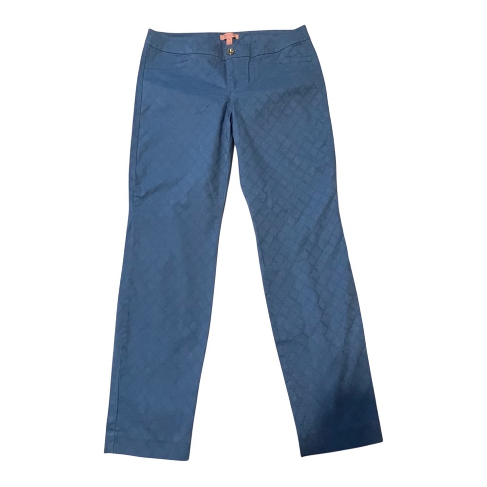 *SOLD*Lilly Pulitzer Kelly Textured Ankle Length Blue Stretch Pants Size 8